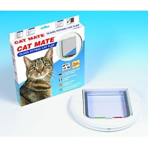 CAT MATE 210W (245mm körátmérő) ÜVEGAJTÓBA SZERELHETŐ MACSKAAJTÓ-FEHÉR - Closer Pets