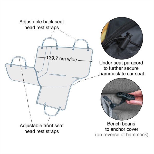 Kurgo Heather Hammock  védő üléshuzat kutyáknak, hátsó ülésre  SZERECSENDIÓ