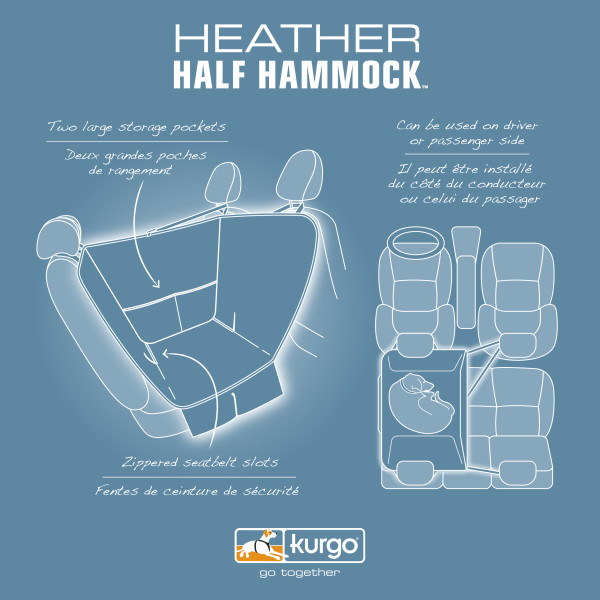 Kurgo Heather Half Hammock Autó üléshuzat