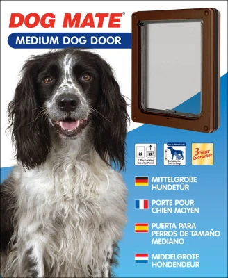 Dog Mate 215B Medium Dog Door/ Brown - Closer Pets